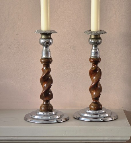 Pair vintage barley twist - vintage,