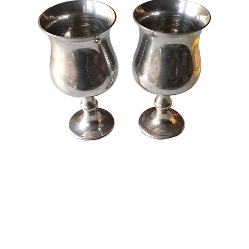 Vintage pewter sherry goblets - vintage,