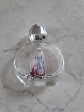 Lourdes Glass Holy Water Bottle With Silver Coloured Screw Top