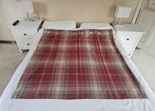 NEXT RED STIRLING CHECK WOVEN EYELET FULLY LINED SINGLE CURTAIN 135 X 137 CM