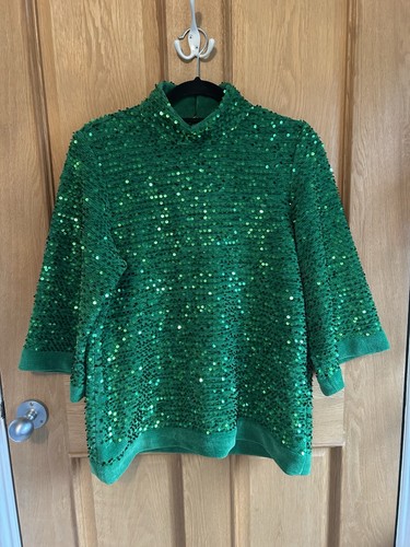 Zara green sequin chenille