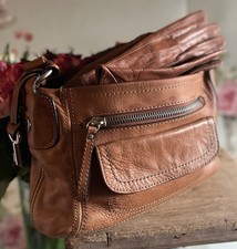 FOSSIL BAG Rich Brown Leather Size S/M Lovely Condition Inside & Out See Pics