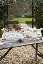 Pair of Antique French Cast Iron Garden Jardiniere Planters