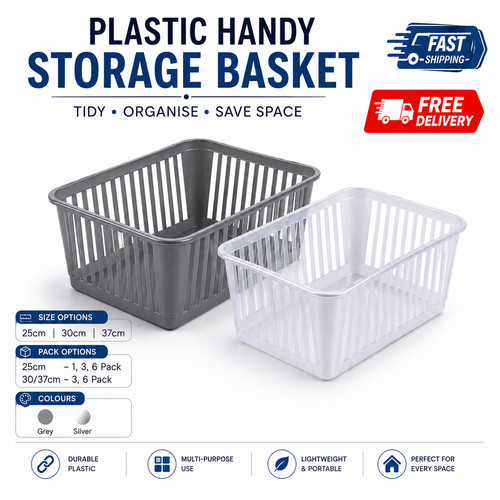 Plastic coloured handy basket - plastic,