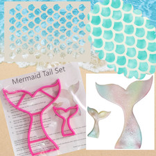Large Fish Scales Stencil, Mermaid Tail Cutter Set of 2, Cake Decorating & Craft