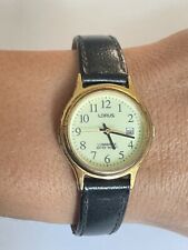 Lorus Ladies Leather Strap Lumibrite Date Watch vx82 x113 Japan 2.5 mm face 
