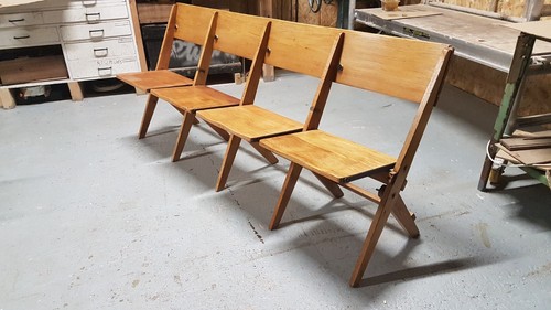 Vintage folding oak pews - oak,