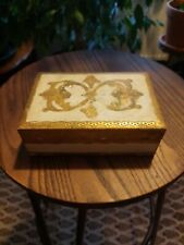 Vintage Wooden Jewellery Box White And Gold
