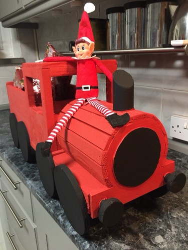 Handmade wooden train planter - train,