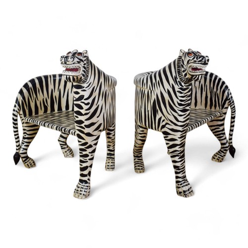 Pair indian wooden carved - indian,