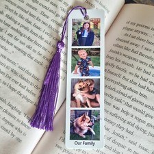 Personalised metal Photo bookmark Book Lover Gifts For Mum Dad Her Him Christmas