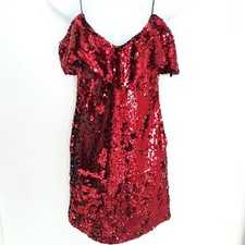 ZARA Red Sequin Mini Flounce