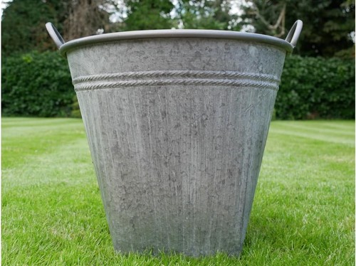 Galvanised garden planter pot - planter,