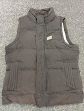Superdry Academy Vest Gilet Men XL Brown Full Zip Bodywarmer Feathers Full Zip