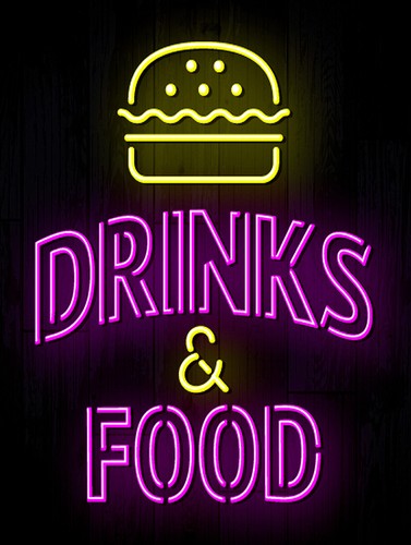 Drinks food neon print - &,