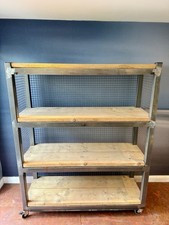 Industrial, Steel & Scaffold Heavy Duty, 4 Tier Shelving On Castors. Shop/wine/