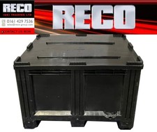 4 X USED RIGID PLASTIC PALLET BOX WITH LIDS " DOLAV"  1000X1200X750m BULK