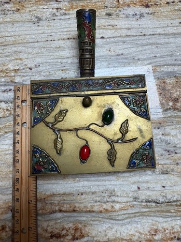 Antique brass and enamel - and,