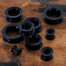 Black Silicone Ear Tunnel Flesh Tunnel For Stretched Ears