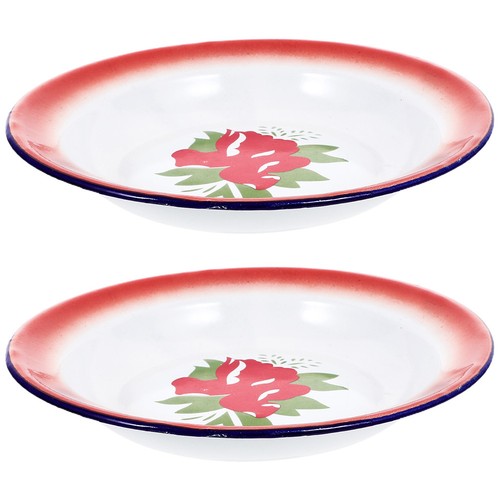 2pcs enamel plates salad - enamel,