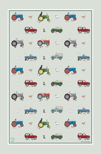 Tractors landies tea towel - landies,
