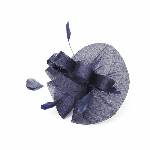Large navy blue fascinator