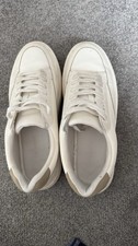 Primark White Faux Leather Trainers UK 8 EUR 42 Beige Heel Men’s Shoes