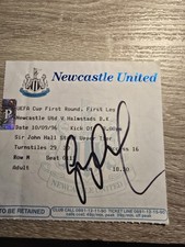 Signed Newcastle Vs Halmstads Match Ticket 1996