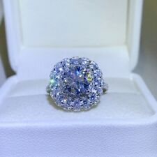 2.34 TCW Round Cut Moissanite Halo Engagement Ring 14k White Gold Plated