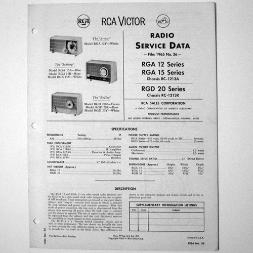 Rca models rga12 rga15 - rca,
