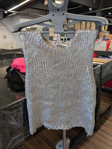 Zara silver metallic knit - silver,
