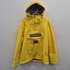 Napapijri Rainforest Winter Fleece Lined Anorak Hooded Yellow Coat Jacket Large