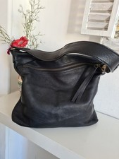 Fat Face Real Leather Shoulder Bag  Black Medium Tote Handbag