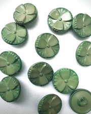 8 Vintage green Buttons lucky