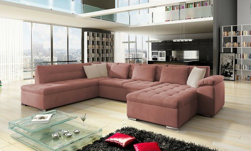 Shaped corner sofa bed - sofa, with