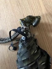 vintage 1930/1940 silk umbrella with dog head handle, black with dark green trim