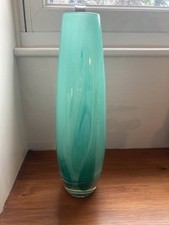 Turquoise Tall Glass Vase With