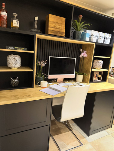 Bespoke built oak desk and - bespoke, in