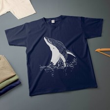 Whale Ink Drawing T-Shirt Various Sizes & Colours Tee