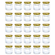 30PCS 45ml Hexagon Glass Jars Spice Herb Jam Mason Top Airtight Mini Bottles Jar
