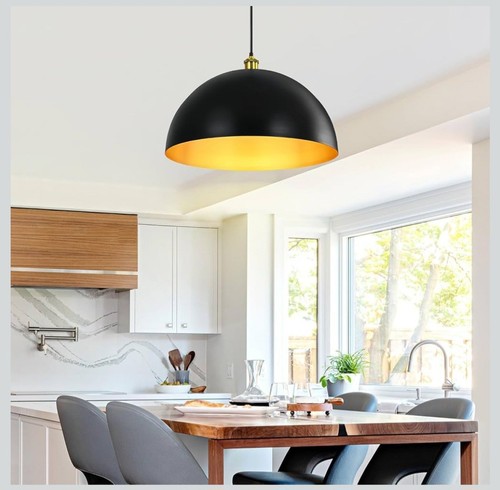 Black gold dome pendant - gold,