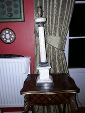 Antique Alabaster Doric Column Lamp