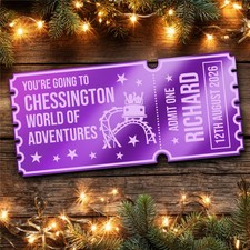 Purple Mirror Acrylic Ticket Chessington World Of Adventures Theme Park Custom