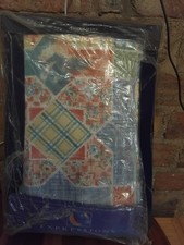 vintage curtains 66x90in pair patchwork design new in pack with tiebacks