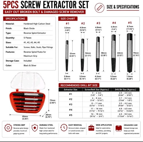 5pc damaged bolt - damaged, tool