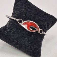 Ortak Sterling Silver And Red Enamel Hook Panel Bangle Hallmarked 925 MG