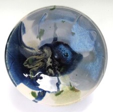 Studio Pottery Bowl With Blue