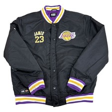 NBA Los Angeles Lakers Varsity Bomber Jacket Lebron James Y2K Black Mens Medium