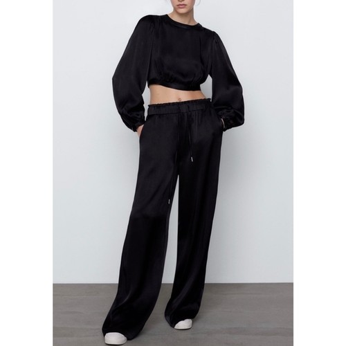 Zara black satin matching set - zara,