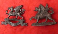 2 East Kent Regiment Collar badges both with bronzed finish